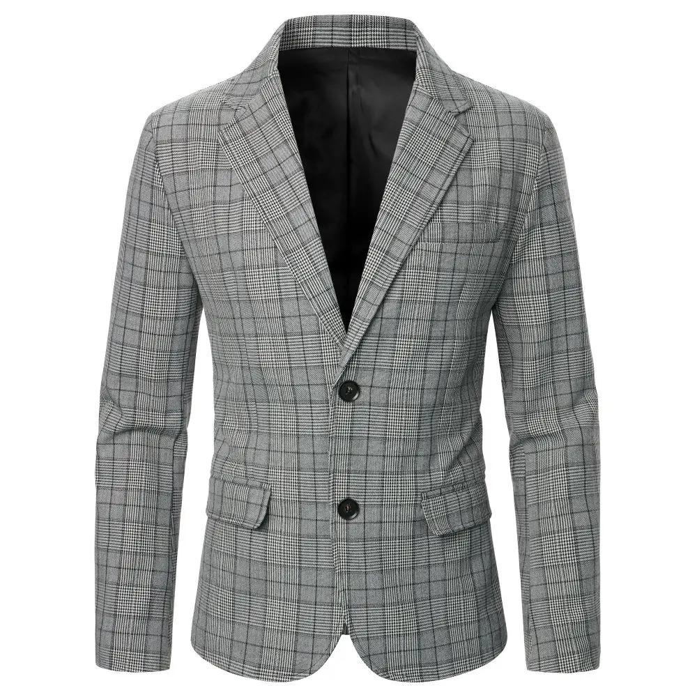Mens jacket with striped black and white grid British casual style mens top wedding party stage mens suit 241126