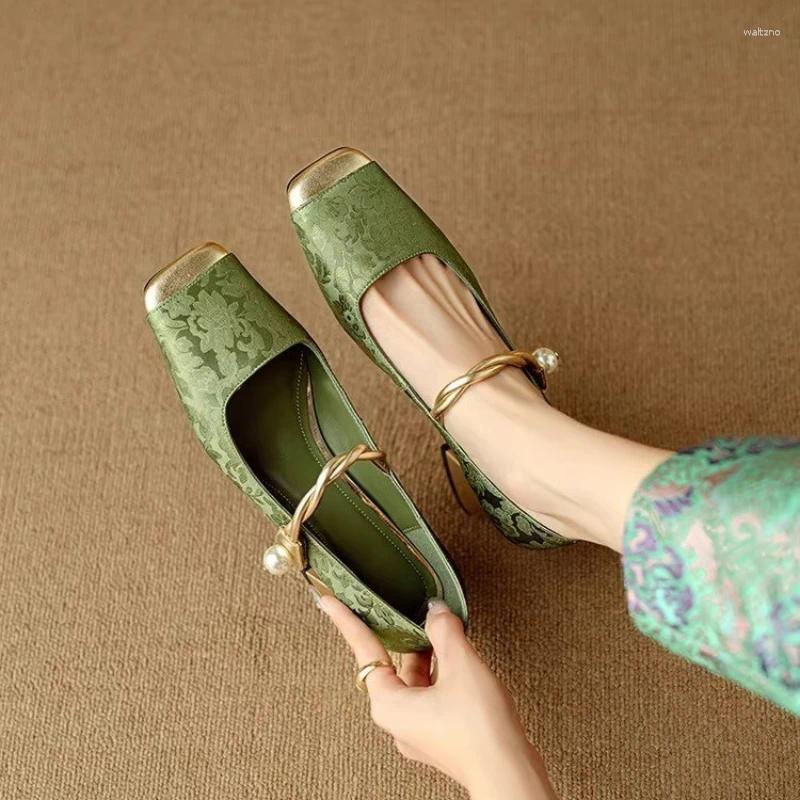 Casual Shoes Women's Sandals Gold Color Shing Mary Jane Ballet Spring Summer Autumn Elegant Imitation Pearl Flats Outdoor