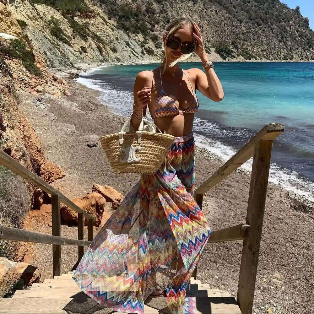 2024 3Pack Swimsuit With Cover Up Pants Swimwear Women Knot Bathing Suit Bandage Bikini Set Swimming Suits Biquini