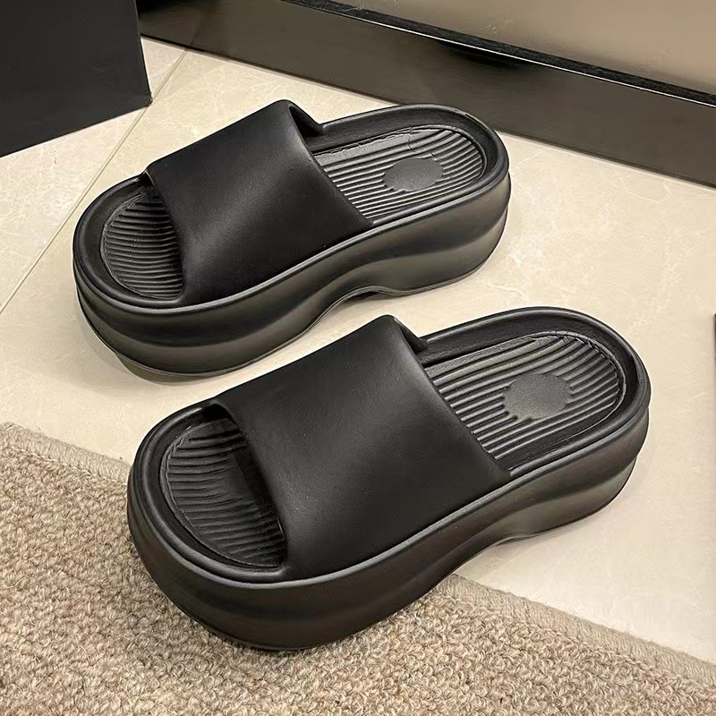 for New EVA Thick Sole Women Summer Outwear Korean Edition Fashion Increase Feet Stepping Feeg High Heels One Word Cool Slippers Lhshoe