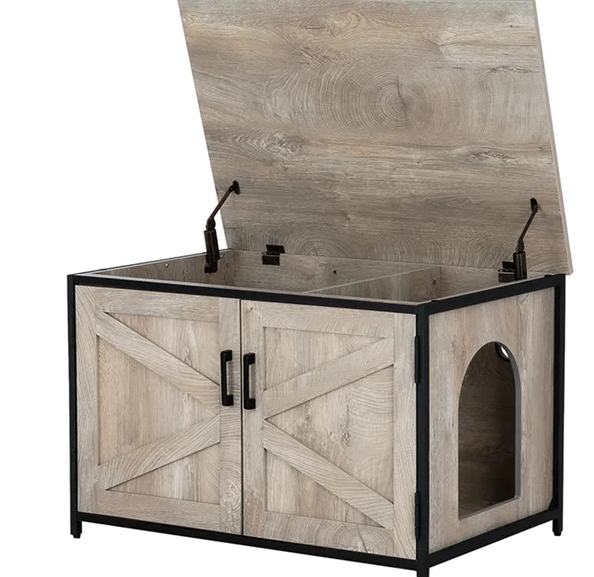 Pet Cat Litter Box Enclosure cute sample design cat house nightstand top opening
