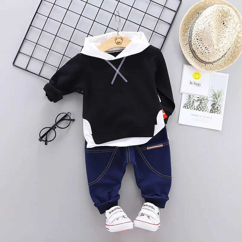 Clothing Sets Boys New Clothing Sets Spring Baby Hooded Long Sleeve T-Shirt Pants Kids Sport Suit For Autumn Children Casual Letter Outfit H241126