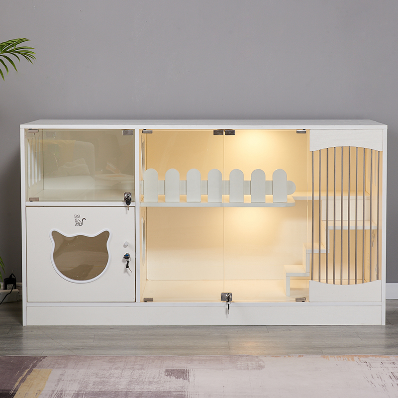 Factory Directly Supply OEM & ODM Solid Wood Luxury Multifunctional Cat Villa Cat Tree House Cat Cage