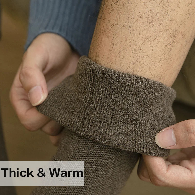 Mens Warm Socks Winter Thick Knee Long Snow Cold Compression Long Socks Leg Cover Black Woolen Hoop Socks Mens 241126