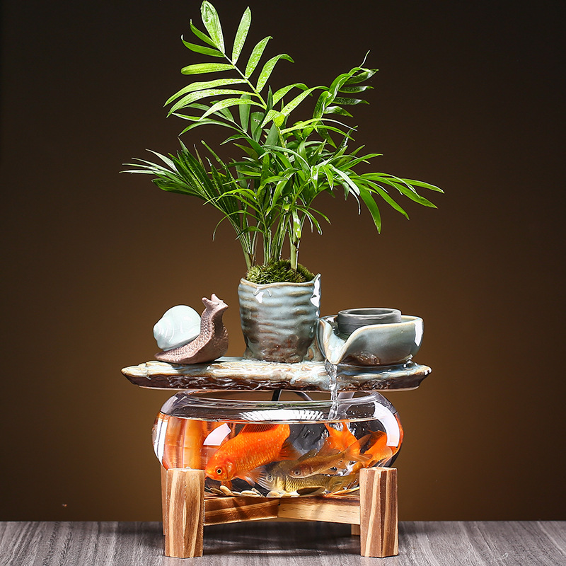 Tabletop Fountains Ornament Desktop Water Circulator Aquarium Flowing Function Fish Tank