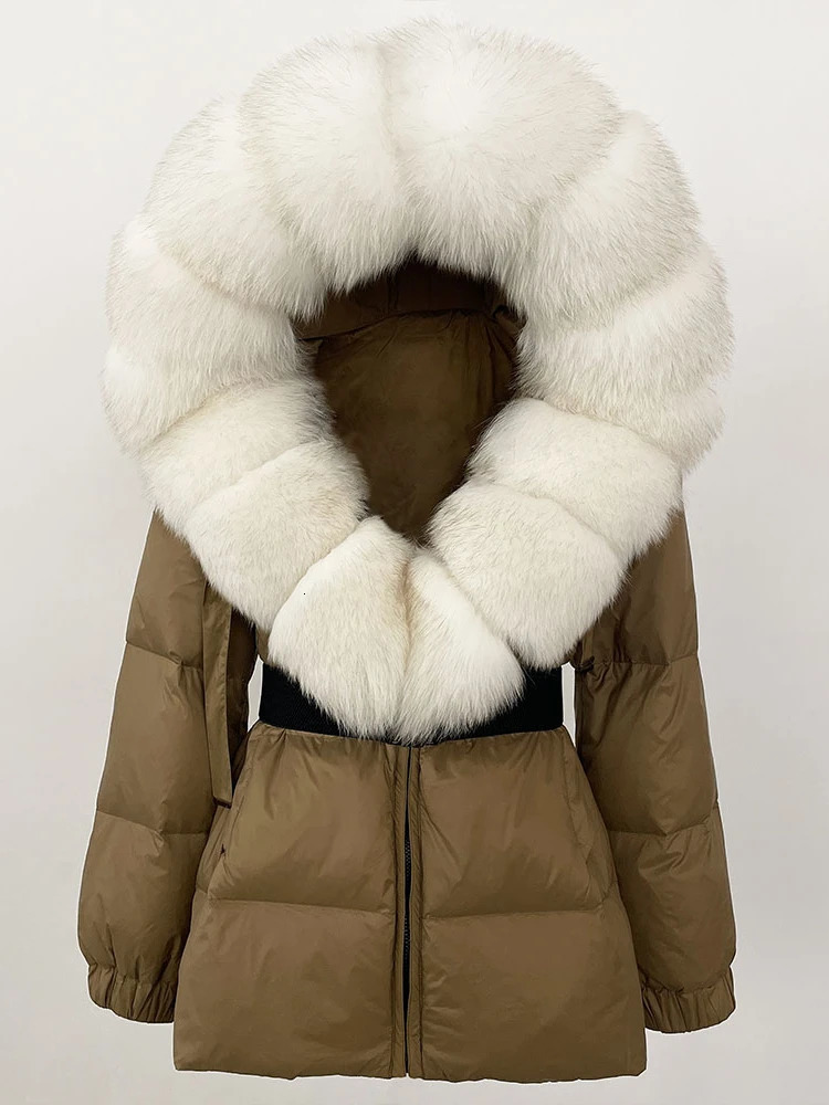 OFTBUY 2024 Thick Warm 90% White Duck Down Jacket Winter Jacket Womens Real Natural Fox Fur Collar Hooded Womens Casual 241125