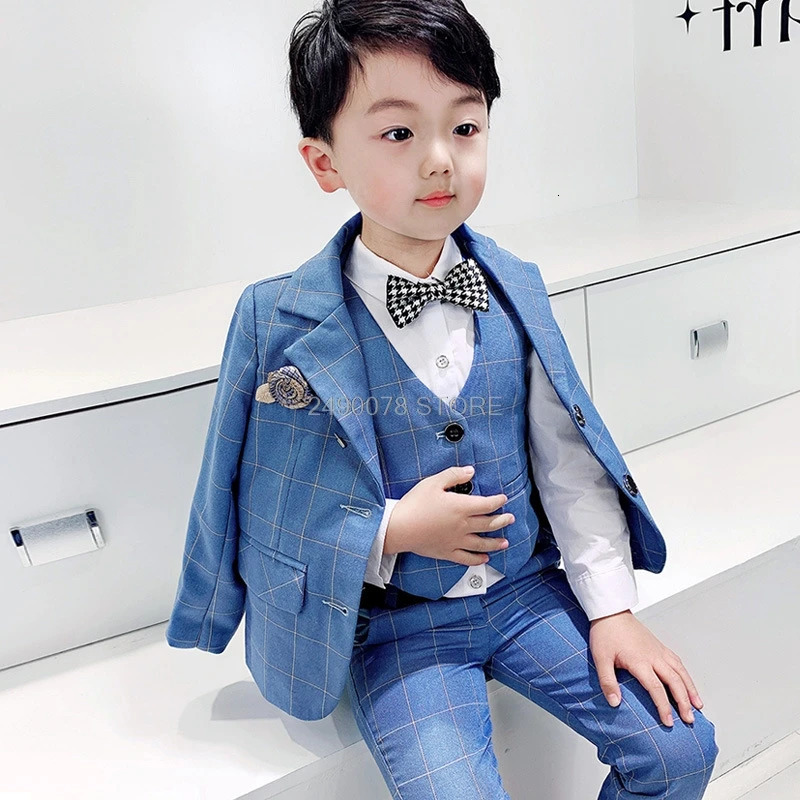 Top Quality Flower Boys Wedding Suit Gentleman Kids Formal Tuxedo Dress Children Party Performance Dress Costume 241126