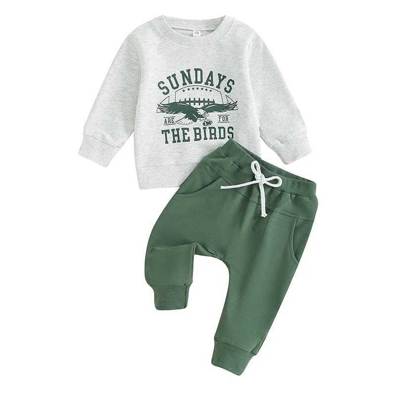 Clothing Sets Toddler Boys Fall Spring Outfits Letter Eagle Print Crew Neck Long Sleeve Sweatshirts Long Pants 2Pcs Sweatshirts Clothes Set H241126
