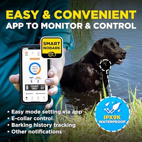 Dogtra Smart NOBARK, detects Whining and Barking, App Control e-Collar, Usage Notification, Behavior Report, Waterproof(IPX9K), 30 Yard Range, Compact