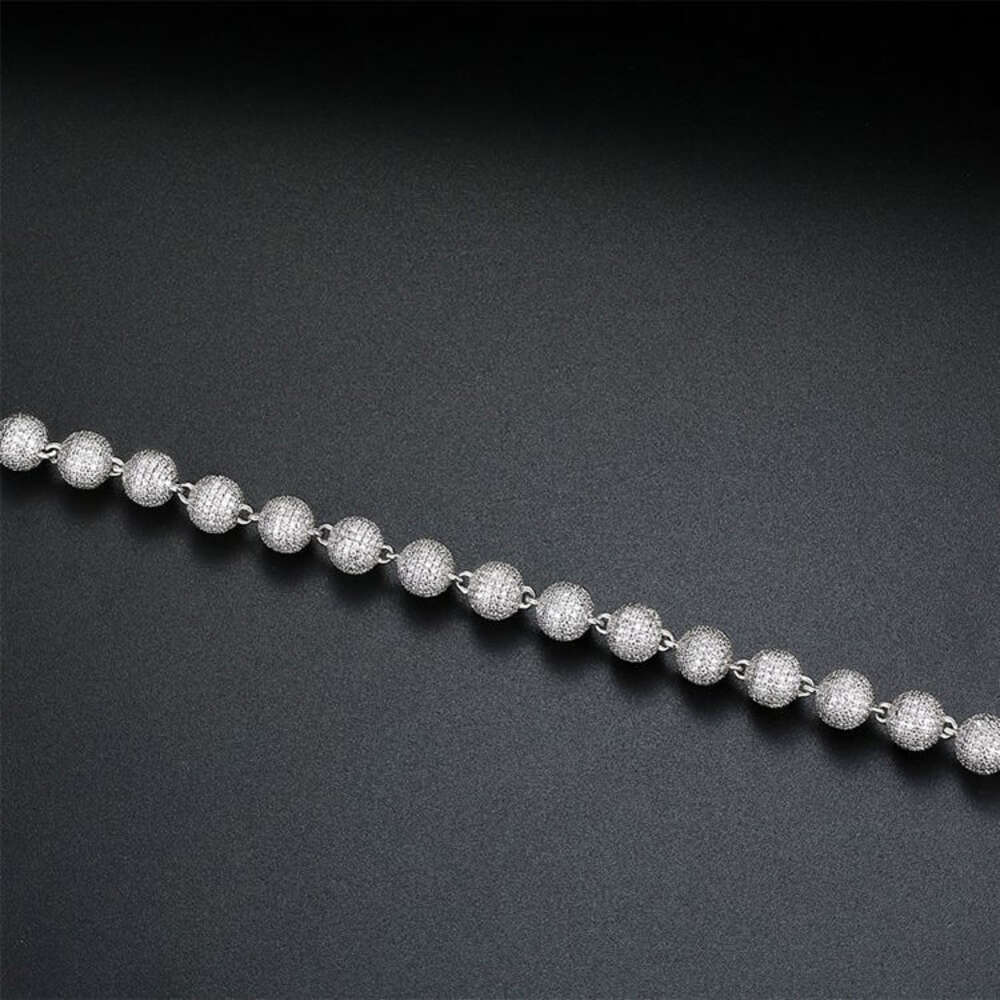 Hip Hop Rapper Fashion Jewelry Bling Sterling Silver 8mm Iced Out Moissanite Ball Chain