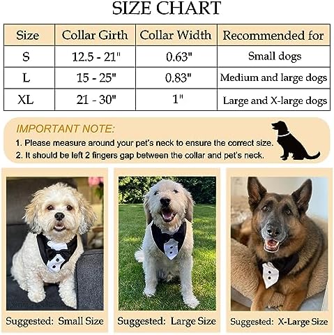 GOYOSWA Suit Wedding Bandana Collar with Bow Tie, Adjustable Tux Formal Dog Costumes, Engagement Birthday Tuxedo for Extra Large Dogs Pets (X-Large: N