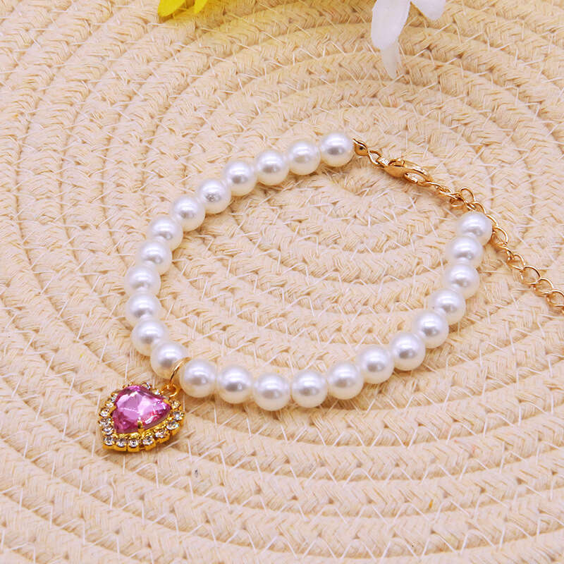 New Collar Decoration Cute Exquisite Neck Kitten Adjustable Summer Cat Necklace High Simulation Pearls Pet Supplies