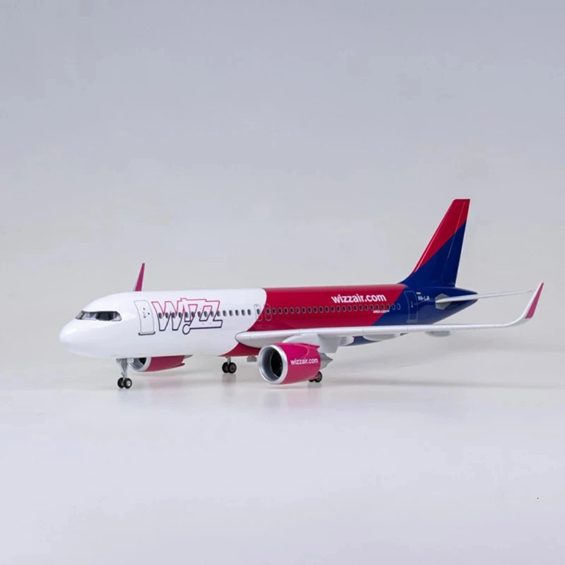47CM 1 80 Scale Diecast Model Hungarian Wizz Air A320Neo Resin Airplane Airbus With Light And Wheel Collection Display 241127