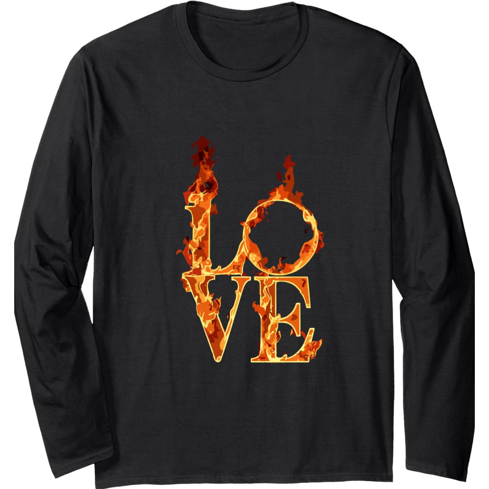 Long Sleeve Shirts for Men sweatshirt Love Flames Design Long Sleeve Tee Streetwear Casual tops clothes cool