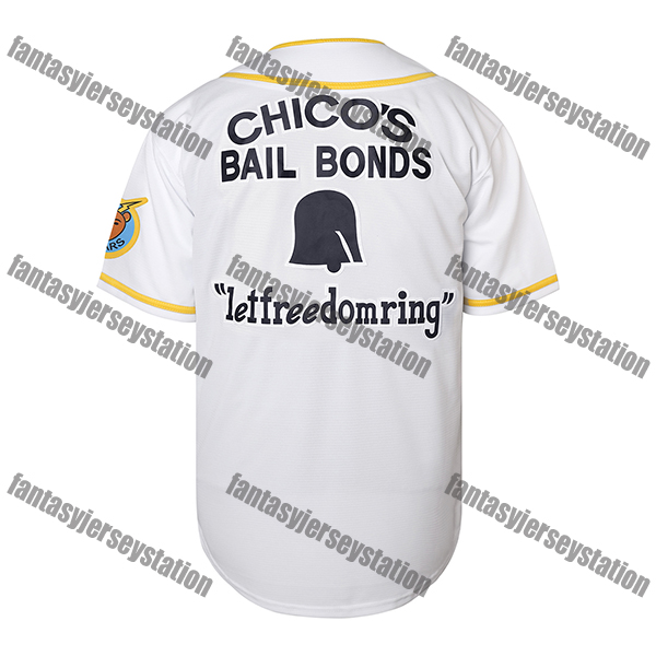 Men's Polyester Baseball Jersey Bad News Bears #3 White Tanner Boyle Chico'S Bail Bonds Embroidered V-Neck, Breathable Button-Up Shirt for S