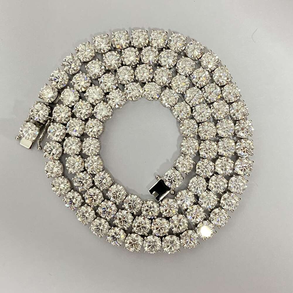 Hq Gems 18 Inch 5mm 925 Sterling Silver Iced Out Moissanite Diamond Hip Hop Jewelry Tennis Necklace Chain for Men