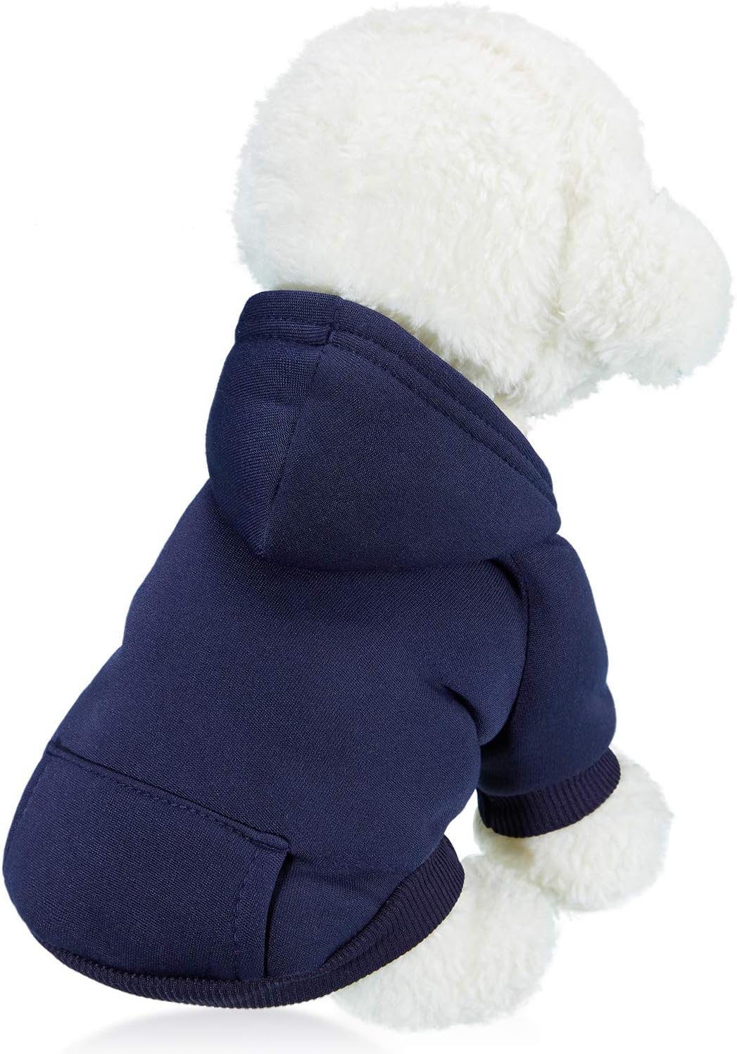 2 Pieces Winter Hoodie Warm Small Dog Sweatshirts with Pocket Cotton Coat for Chihuahua Clothes Puppy Costume(M, Blue, Wine Red