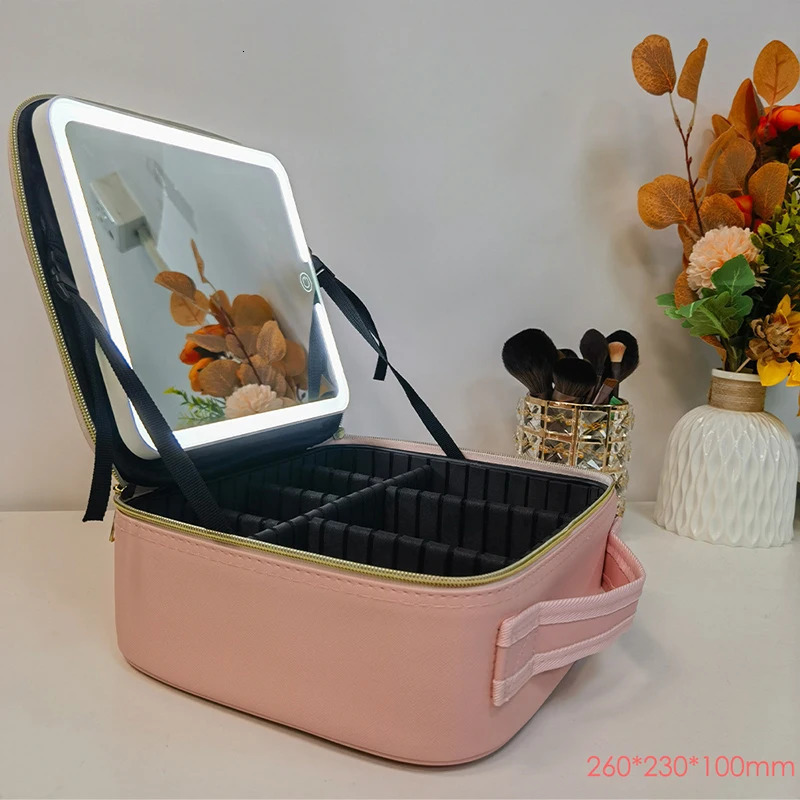 Korean Cosmetic Bag Light Makeup Mirror Portable Travel Portable Hand Large-capacity Skin Care Product Storage Bag 241127