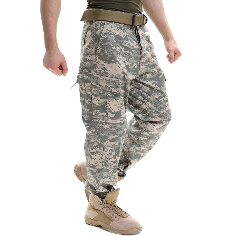 Mens Camouflage Tactical Pants MultiPockets Digital Camo SWAT Cargo Male Autumn Army Long Trousers 241126