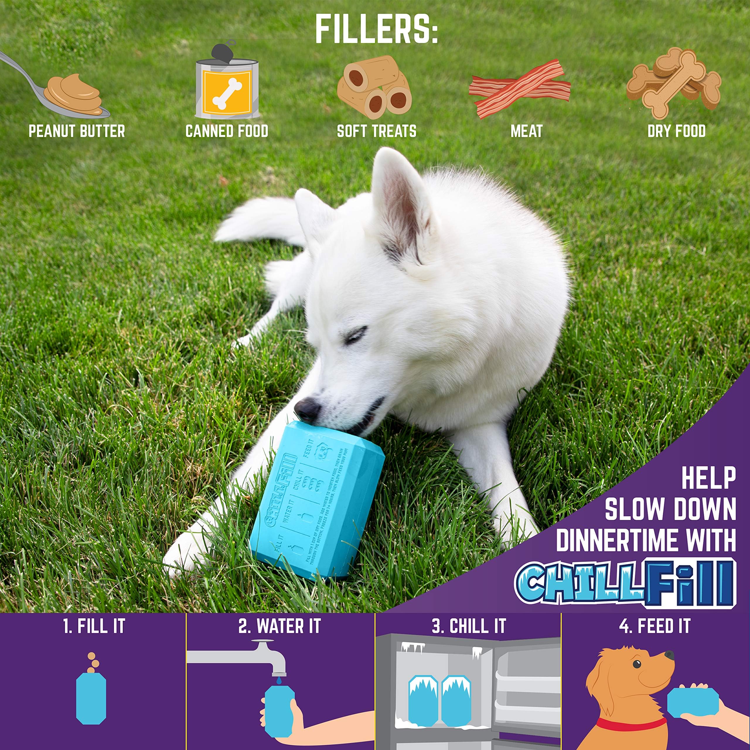 Chew King Premium Treat Dog Toy,, Extremely Durable Natural Rubber Fillable Toy Collection, Frozen Feeding,All Breed Sizes, Blue