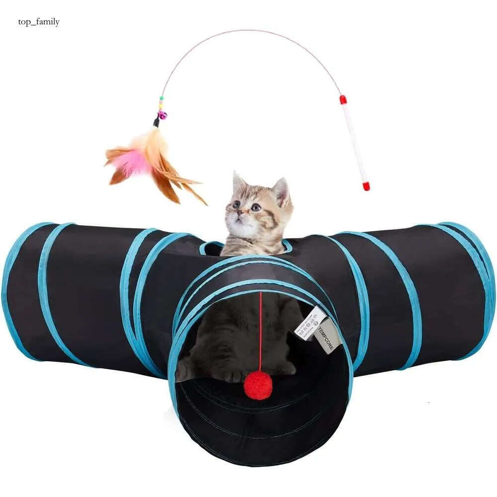 Cat Pipe Toy 2024 new Tempcore Pet Cat Tunnel Tube Toys 3 Way Collapsible, Tunnels for Indoor Cats,Kitty Bored Peek Hole Toy Ball Cat, Puppy, Pet Supp