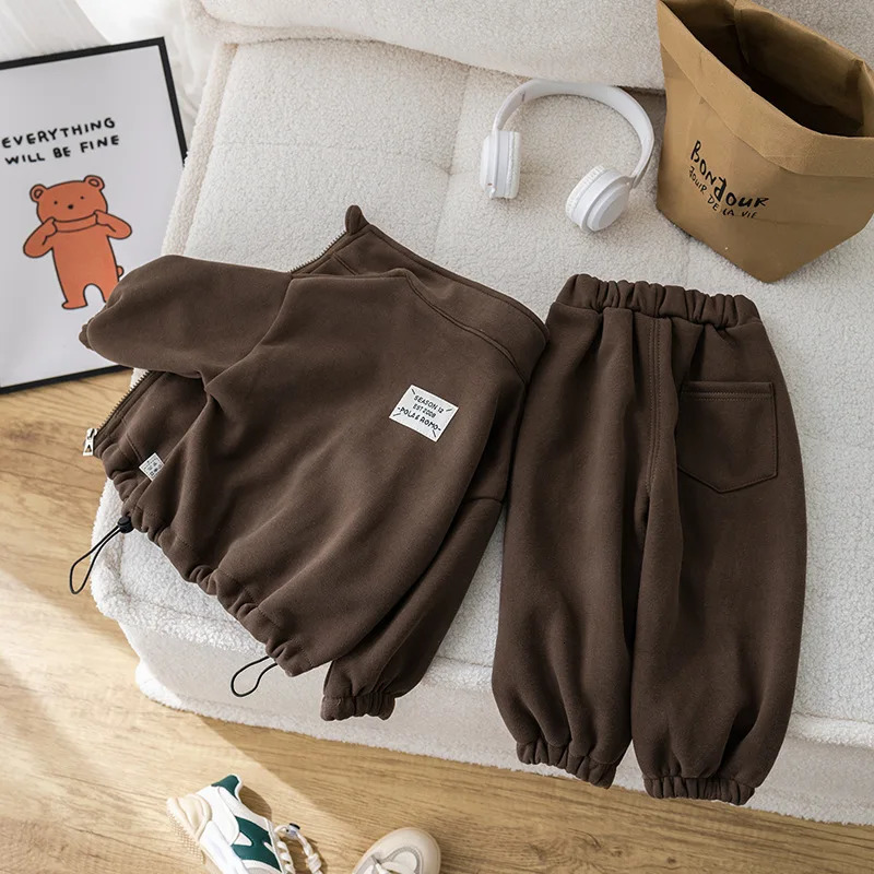 IYEAL Childrens Baby Clothing Sets Winter Fleece Casual 2 PCS Child Sets Sport Suit for Girls Boys Clothes CoatPants 1-6 Yrs 241126