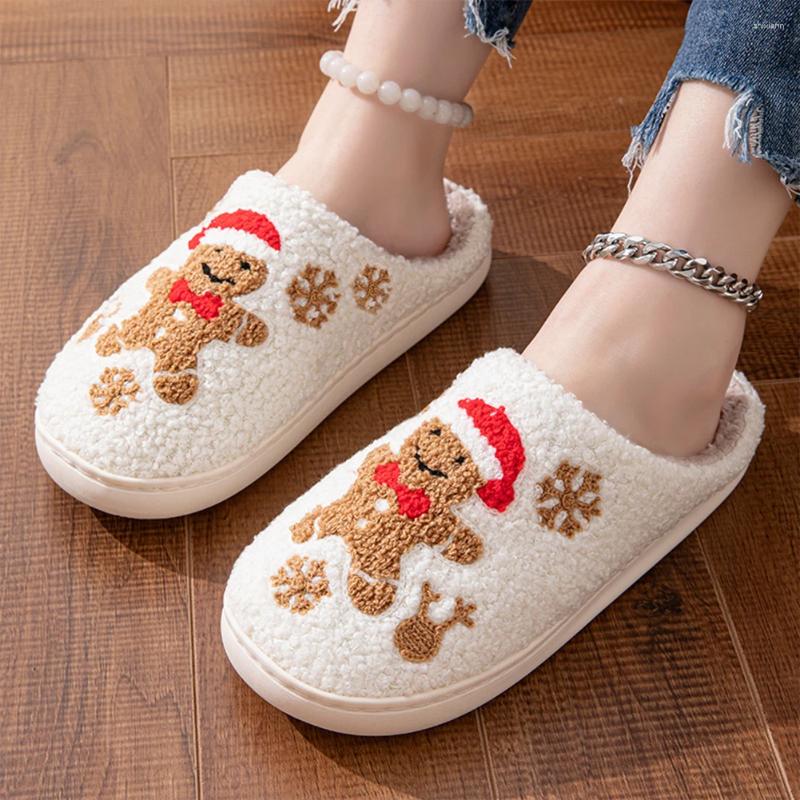 Slippers Christmas Gingerbread Man Cute Comfortable Soft Couple Anti Slip For Men Women zhanyishengli