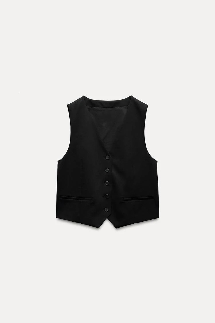 Pure and linen vest traf autumn white premium button pure cotton blended womens casual suit 241126