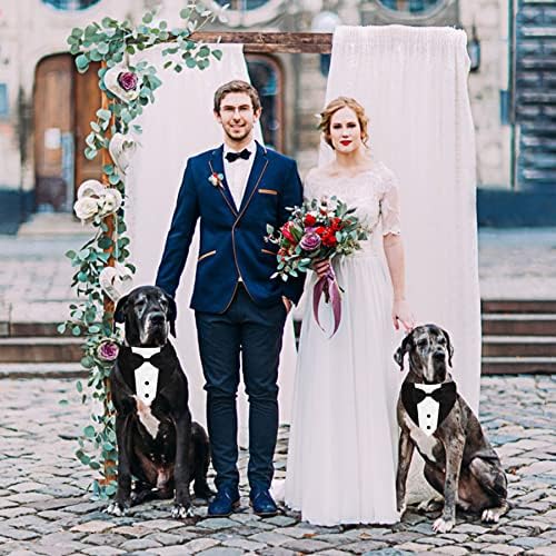 GOYOSWA Suit Wedding Bandana Collar with Bow Tie, Adjustable Tux Formal Dog Costumes, Engagement Birthday Tuxedo for Extra Large Dogs Pets (X-Large: N