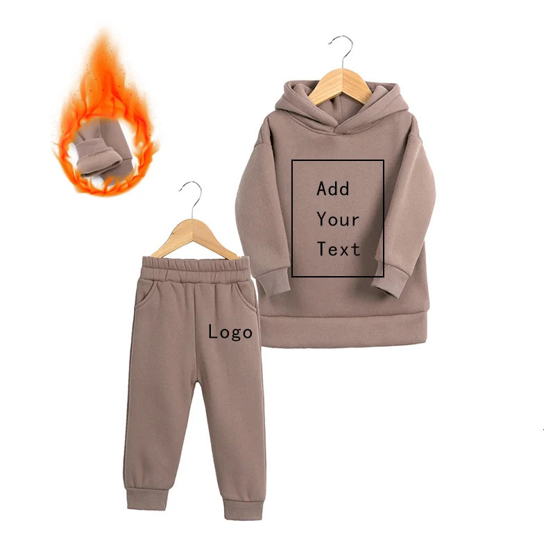 Kids Boys Baby Girls Tracksuit Clothes Fleece Sweatsuit Warm Fleece O-neck Pullover SweatshirtPants Suit For Children 2Pcs 241126