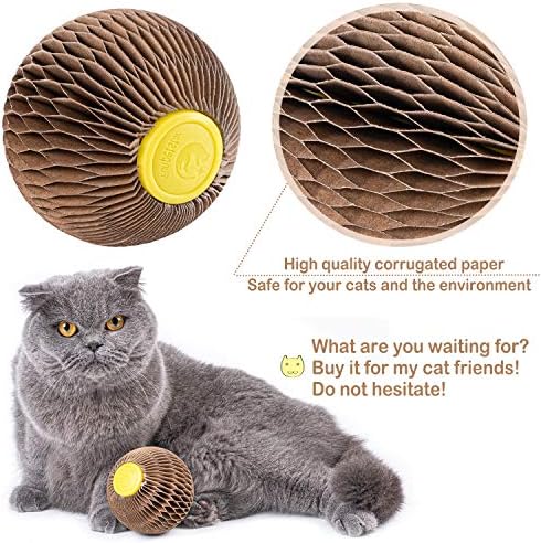 AREIIA Catnip Ball Toy for Cats Catnip Refillable Scratcher Ball Kitty's Faithful Playmate Reduce Obesity and Loneliness CSB01BR