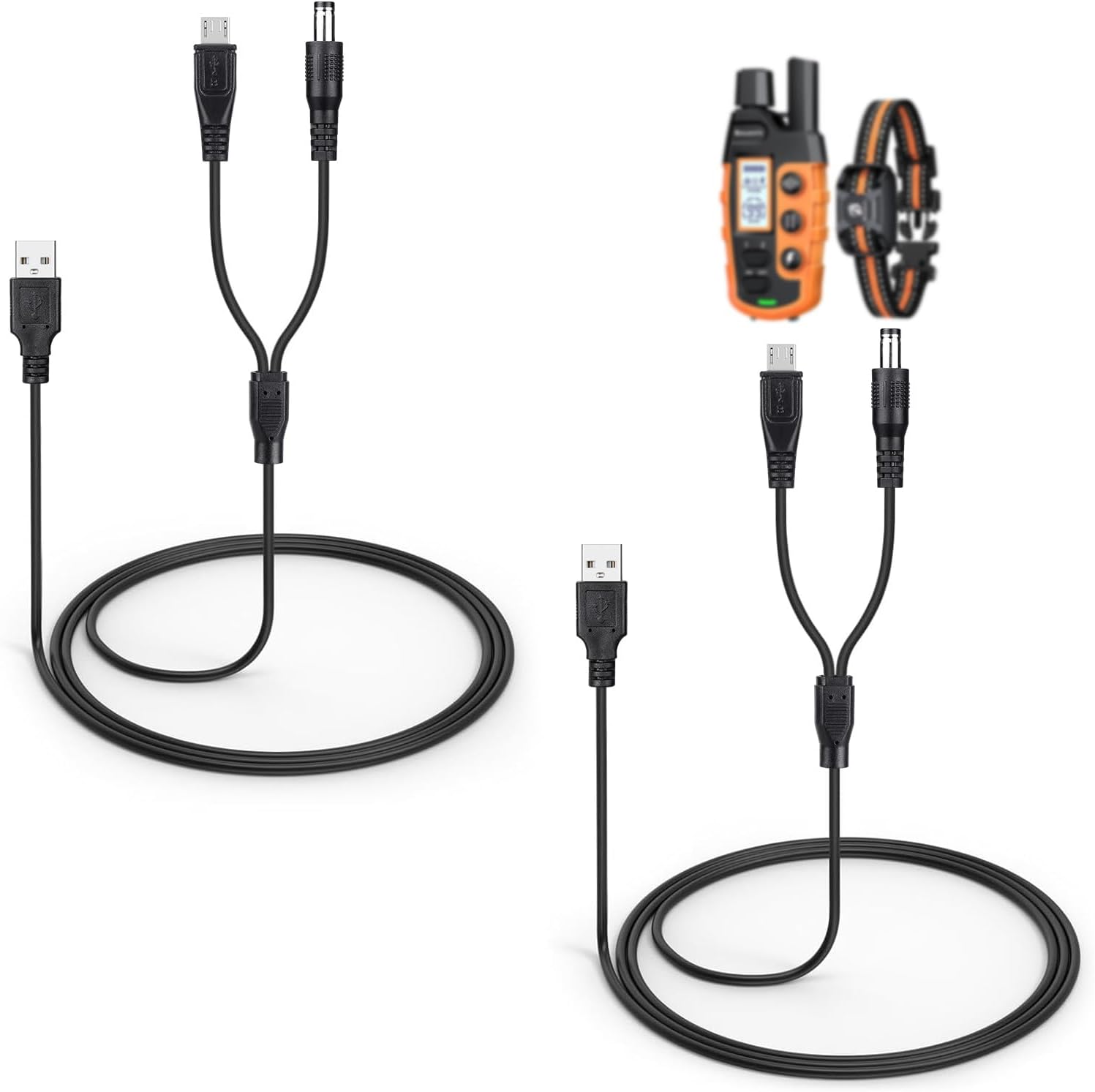 2-Pack Charger Cord for Bousnic Dog Shock RS2A and RS2B, 2-in-1 Training Collar USB Charging Cable