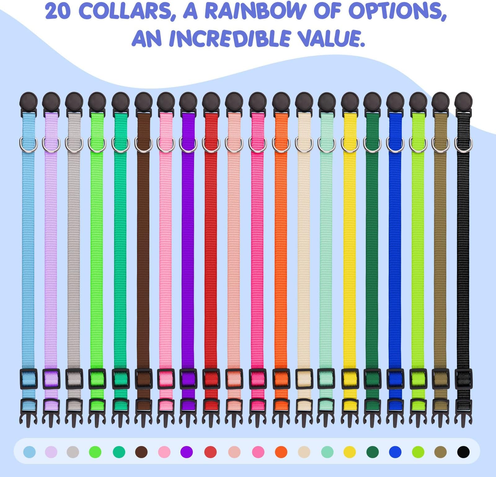 20 Pack Collars,Puppy formall Litterafety Buckleoft Nylon Whelping Newborn Puppy for Litter Puppies Collars