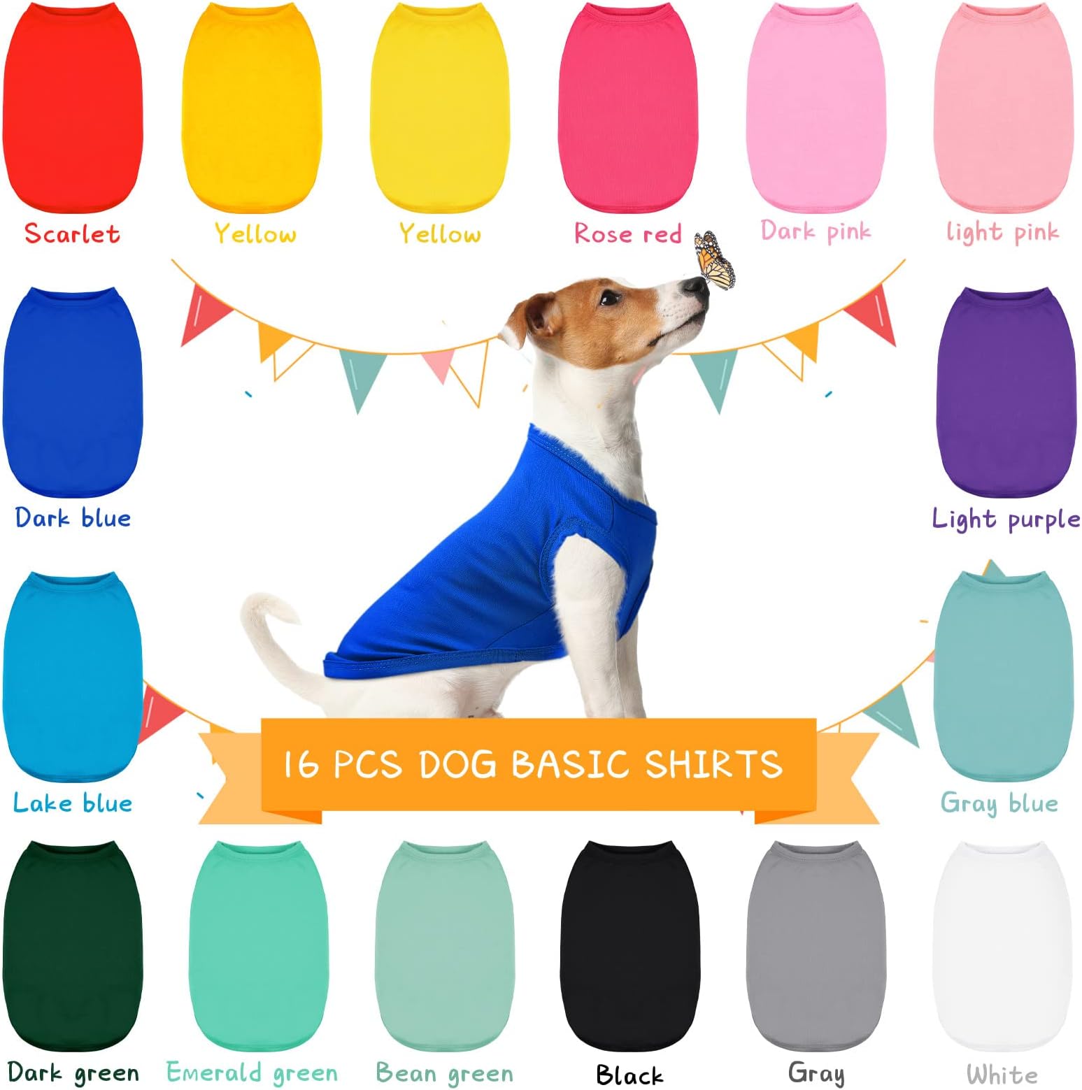 Pieces Small Clothes Cute Blank Puppy Shirts Soft Sweatshirts Breathable Dog Outfit for Pet Dogs Cats Accessories, 16 Styles(M