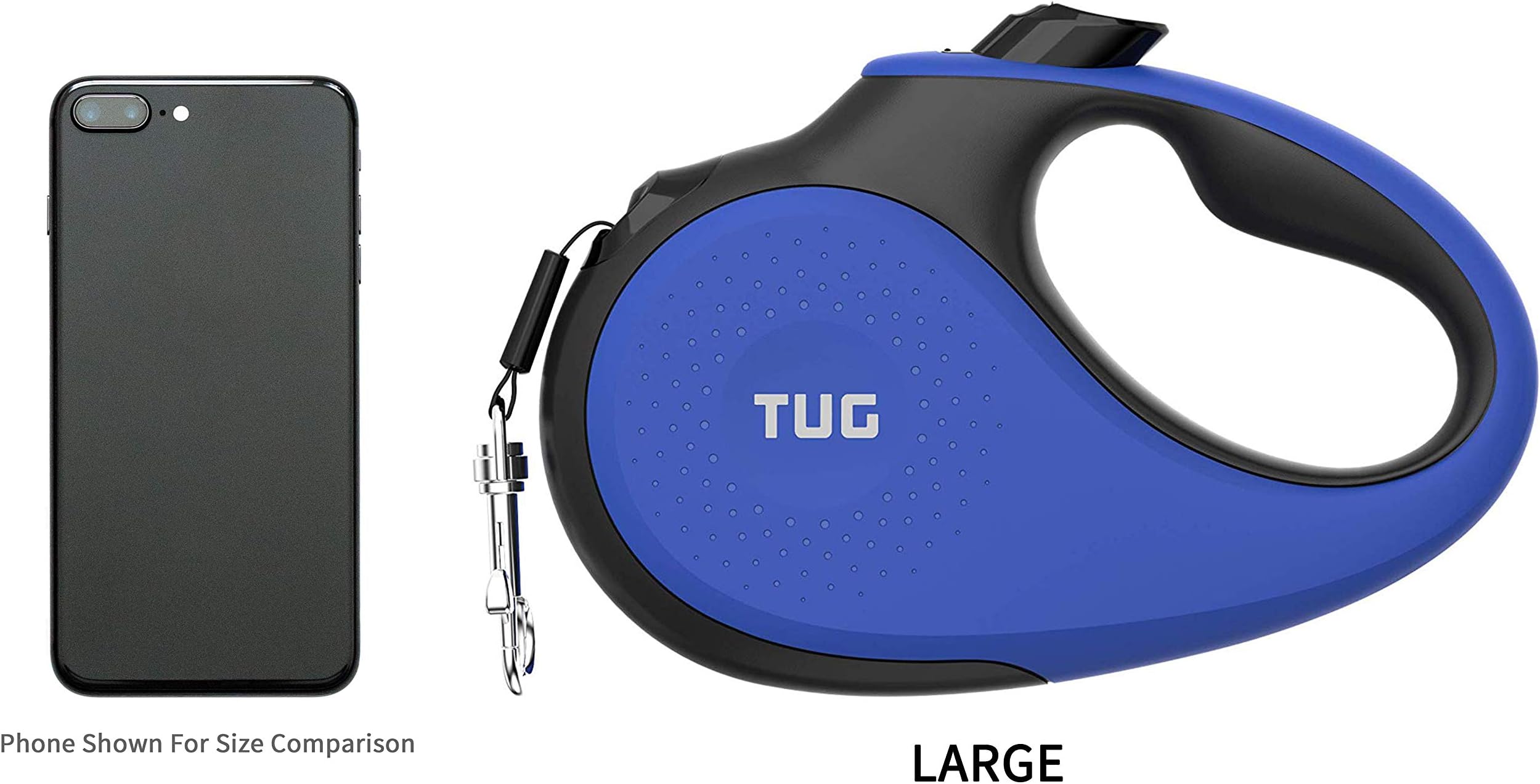 TUG 360 Tangle-Free Retractable Dog Leash with Anti-Slip Handle 16 ft Strong Nylon Tape | One-Handed Brake, Pause, Lock