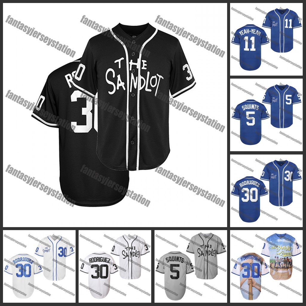 IN STOCK The Sandlot Baseball Jersey 30 Rodriguez Black Embroidered Sports Shirt For Practice, Breathable Comfortable Fabric, Gifts For Son Dad Baseba
