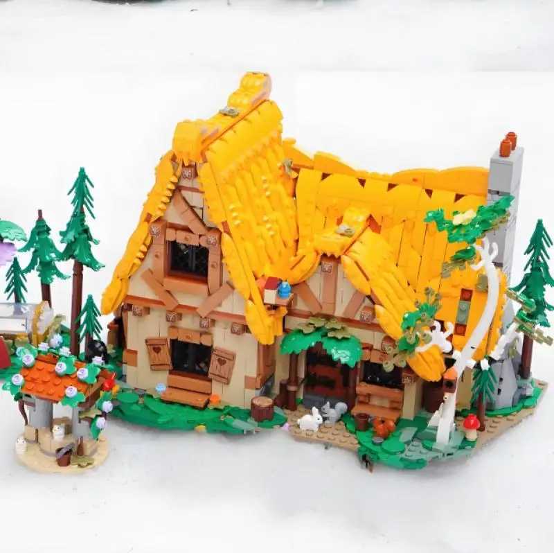 Blocks Blocks New Compatible 43242 Sleeping Princess Seven Dwarfs House Cottage Evil Queen Building Blocks Bricks Kid Toys Christmas GiftY241127CN5P C