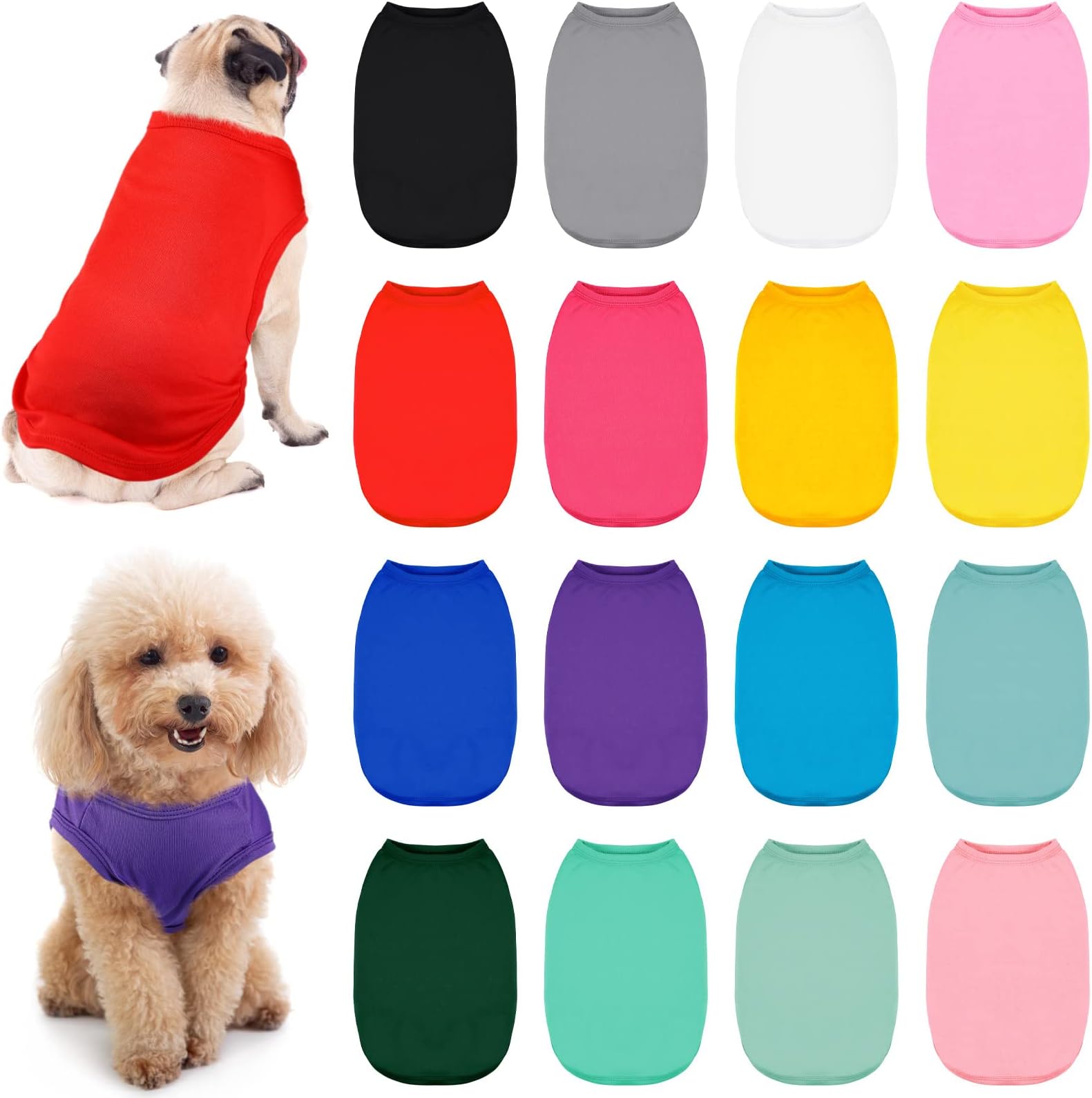 Pieces Small Clothes Cute Blank Puppy Shirts Soft Sweatshirts Breathable Dog Outfit for Pet Dogs Cats Accessories, 16 Styles(M