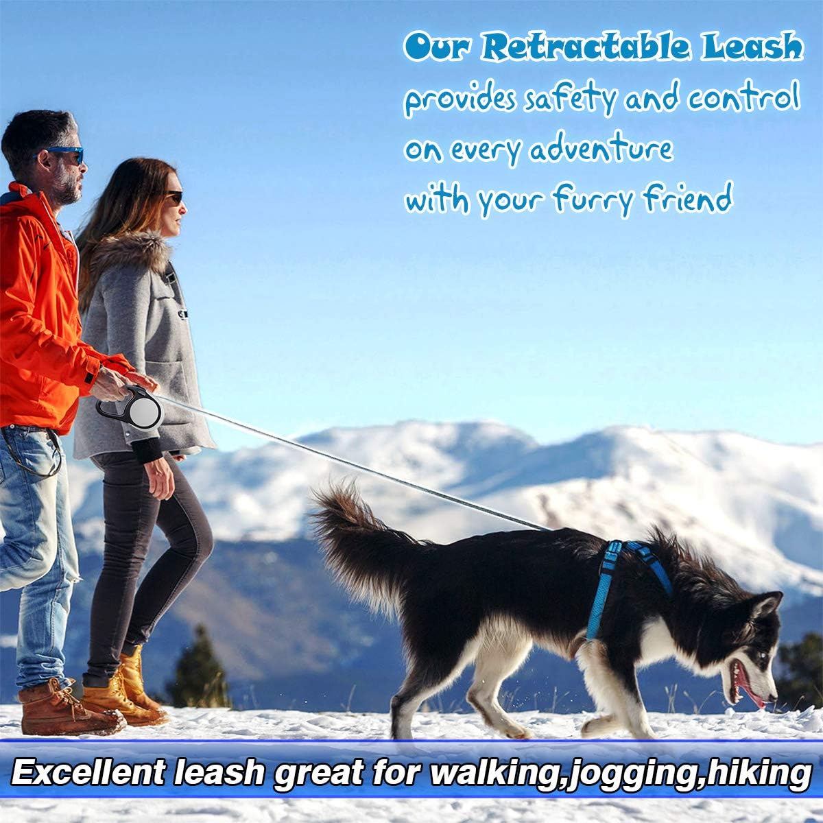 Heavy Duty Retractable Dog Leash-16ft Strong & Durable Walking Leash for S L Dogs up to 45/115 lbs, Upgraded Lock System, Non Slip Grip, Tangle Free