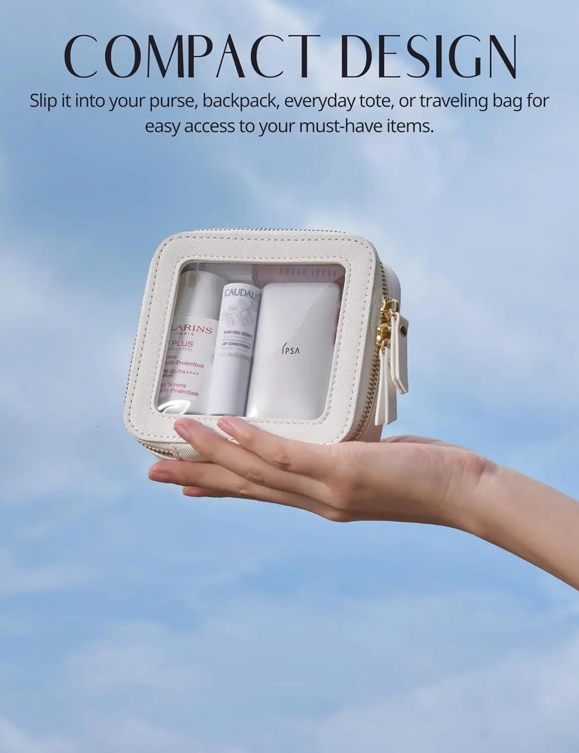 Mini Clear Makeup Bag Pu Saffiano Vegan Faux Leather Cute Small Visible Window Storage Lipsticks Cosmetics Case For Purse 241127