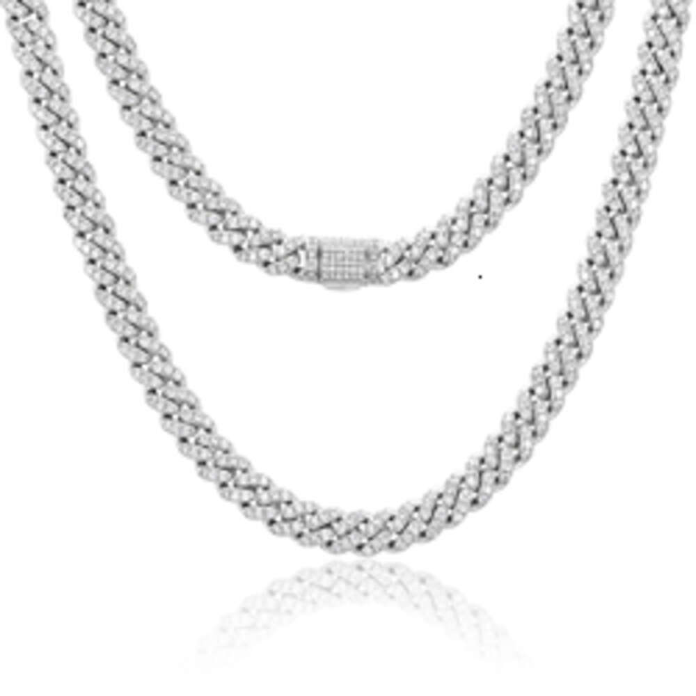 Drop Shipping Moissanite Jewelry 8mm Silver 925 Chain Necklace Iced Out Vvs Moissanite Cuban Link Chain