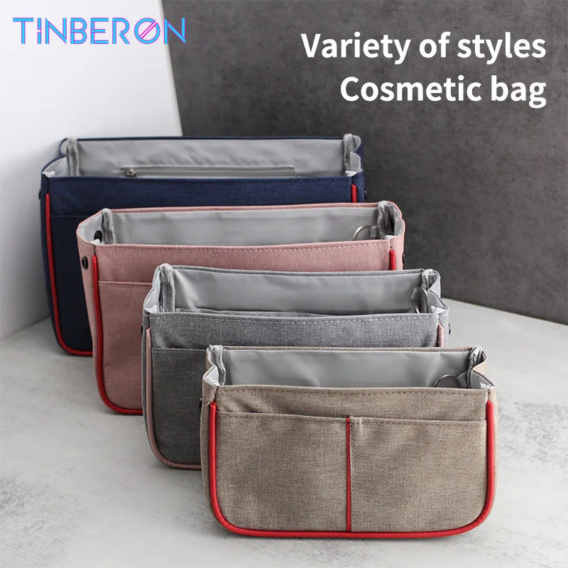 TINBERON Makeup Bag Oxford Cloth Bag Organizer Insert Cosmetic Bag Open Desktop Storage Multifunctional Handbags liner Inner Bag 241127