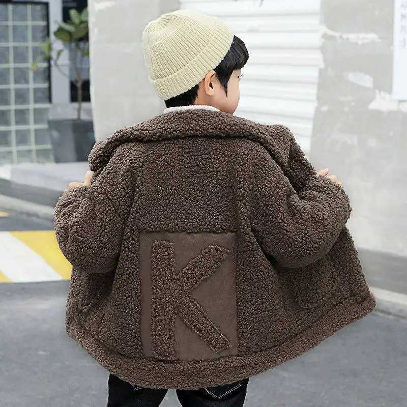 Tench coats Boys Coat Jacket Outwear Tops Cotton 2022 Brown Thicken Plus Velvet Winter Autumn Plus Size Overcoat Childrens Clothes H241127