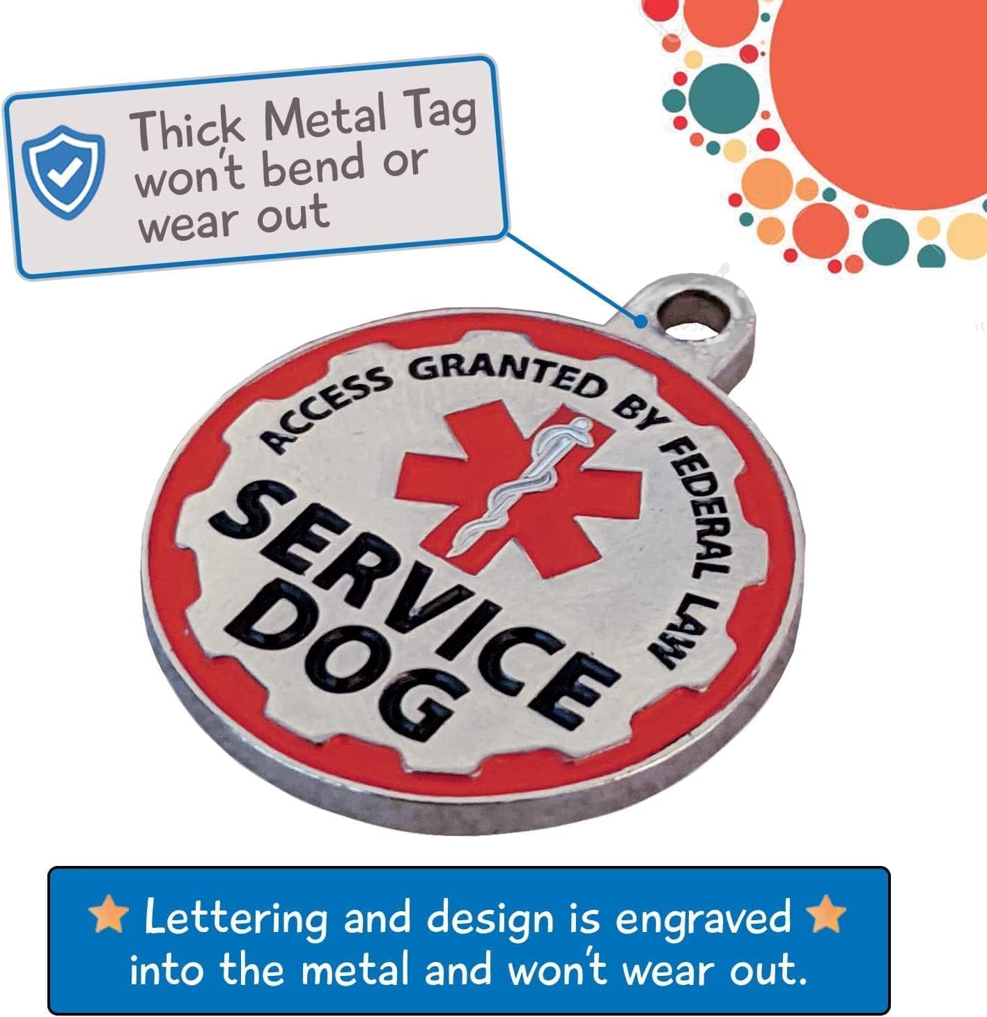 Vest ID + 50 ADA - Harness in Sizes X Small to XX Large, Metal Dog Tag has Durable Clip, Service Animal Information Cards are 2-Sided. ESA Accessory S