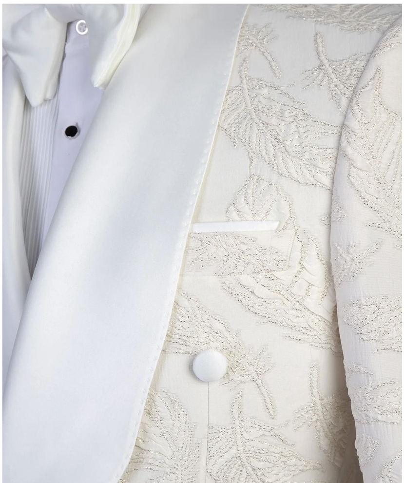 Modern Men's Suit Tailored Blazers 2 Piece Set Shawl Lapel Jacquard Groom Jacket For Man Double Breasted Special Design Prom Custom Made (Coat+Bl