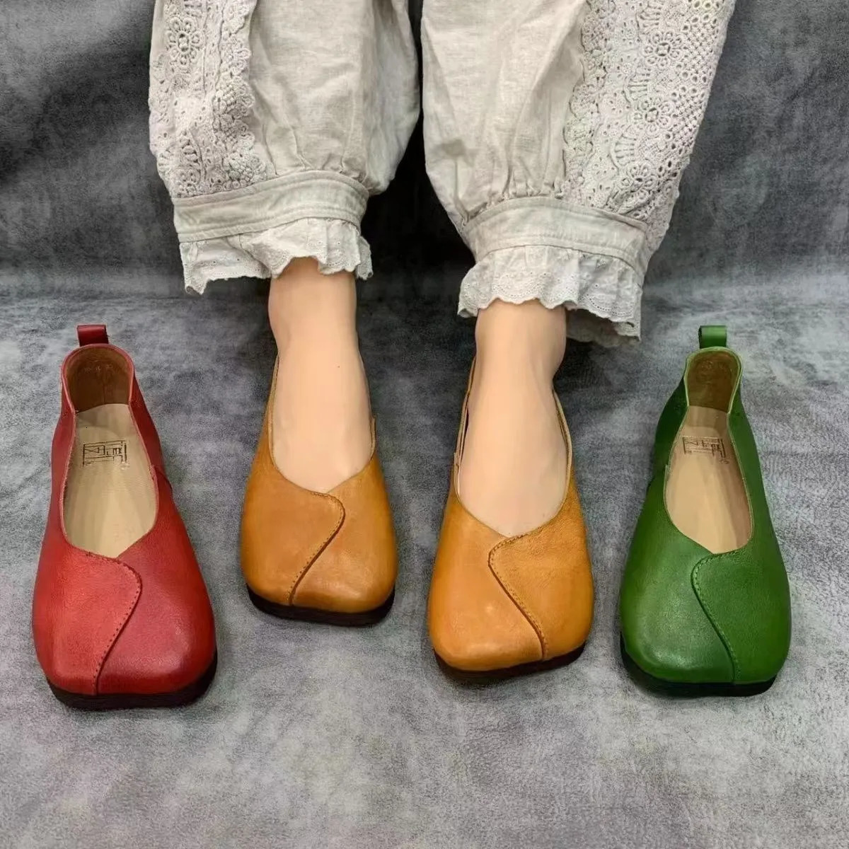 Fashion Leather Spring Autumn Breathable Flats Ballerina Shoes Women Loafers Comfortable Soft Leather Women Flats Shoes 35-41 241126