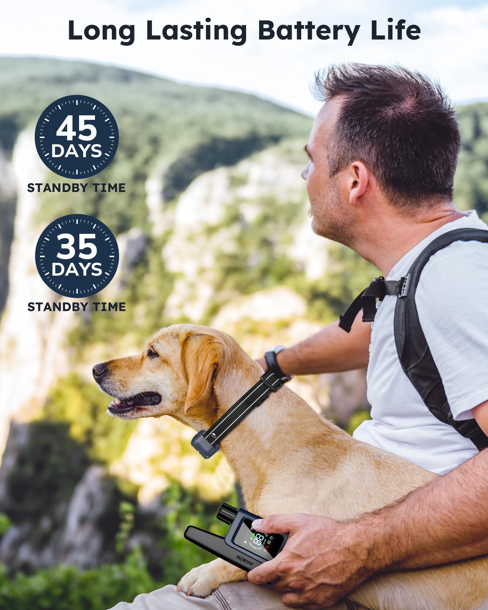 Jugbow Shock 2 Dogs (10-120Lbs) - 3300FT Remote IPX7 Waterproof Electric Collar with 4 Training Modes, Rechargeable e-Collar for Lager Medium Small Do