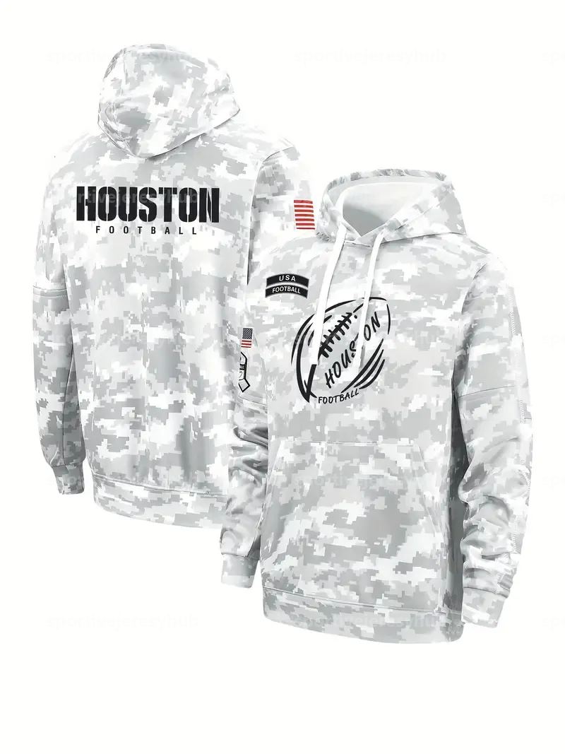 2024 Camo Salute To Service Pullover Football Hoodie Jerseys Grey&Brown&Green Custom Any Name Number Sweatshirts S-3XL