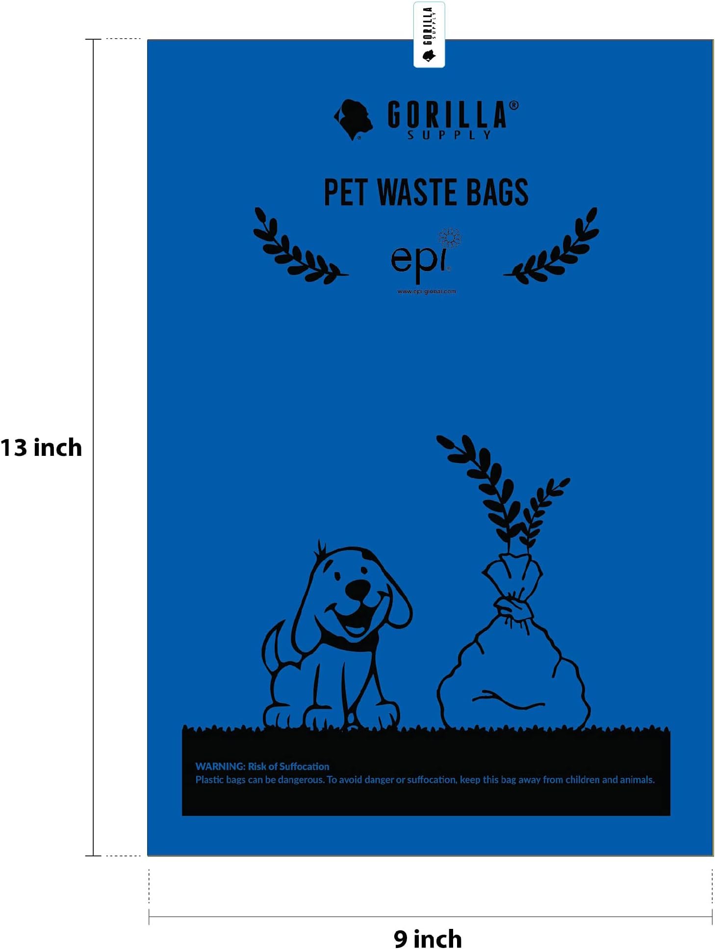 GORILLA SUPPLY Dog Poop Waste Bags with Dispenser and Leash Tie, 9 x 13 ,ed, 1000 Count