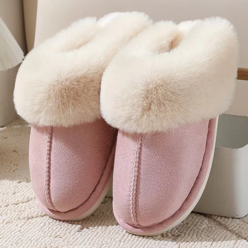 Free shipping winter flat fur slippers for women pink beige khaki grey Tan mens designer slides outdoor womens snow slipper comfort slip-on flats shoe